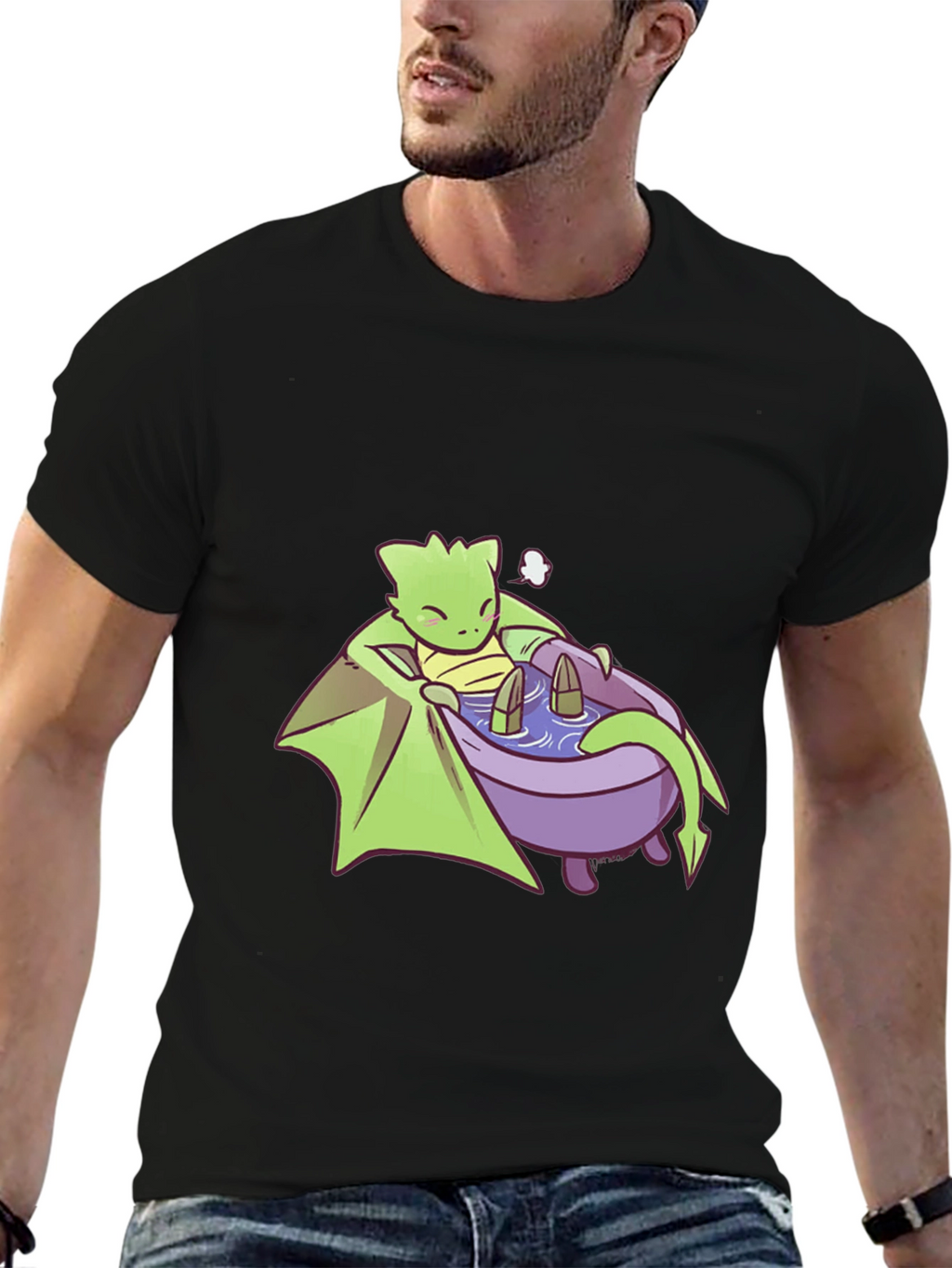 Cute Dragon Relaxing in Bathtub Graphic Tee