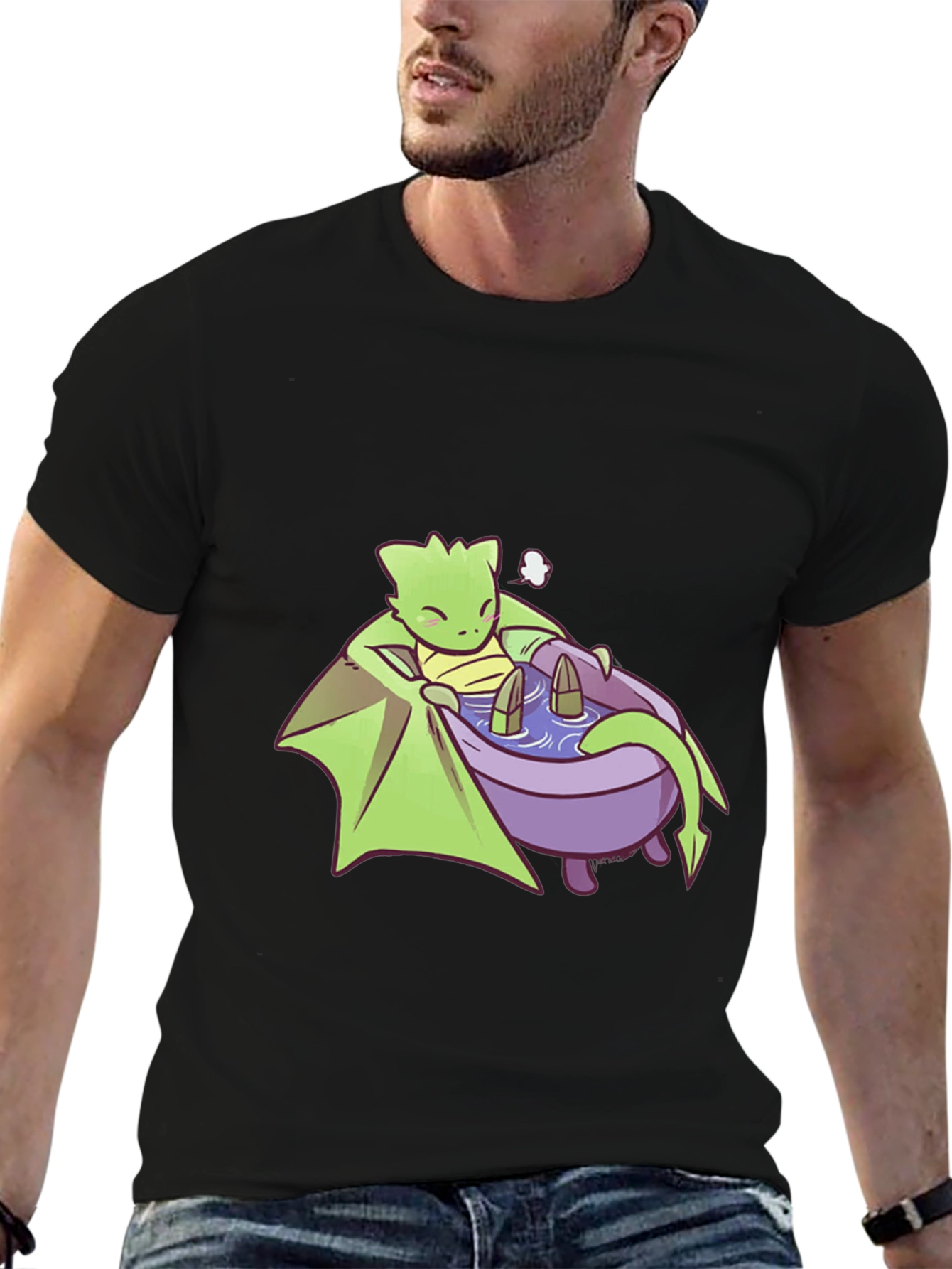 Cute Dragon Relaxing in Bathtub Graphic Tee