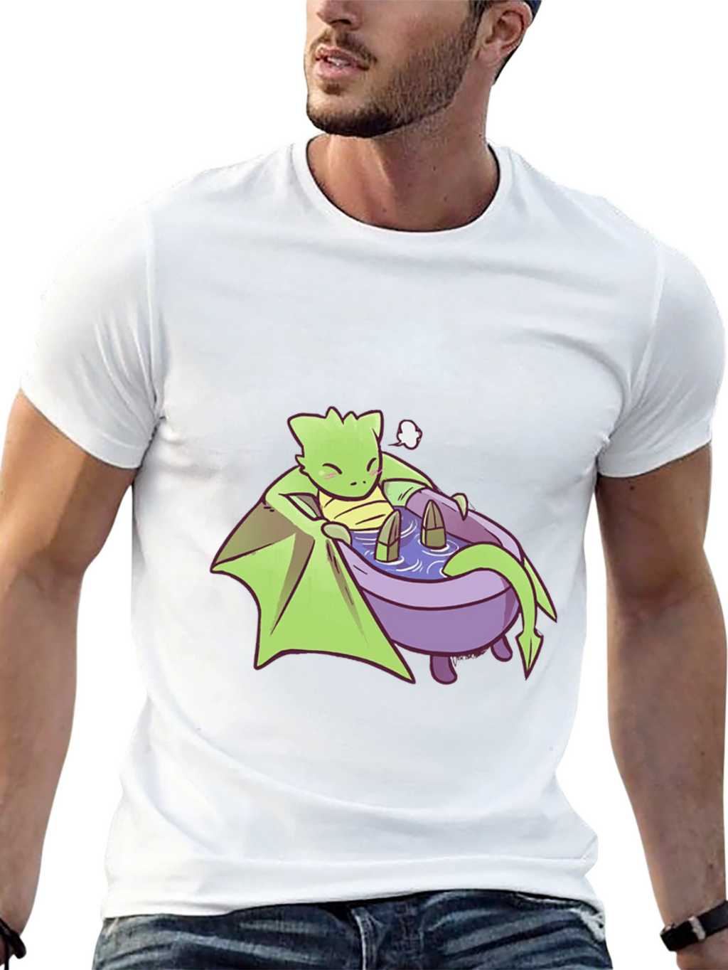 Cute Dragon Relaxing in Bathtub Graphic Tee