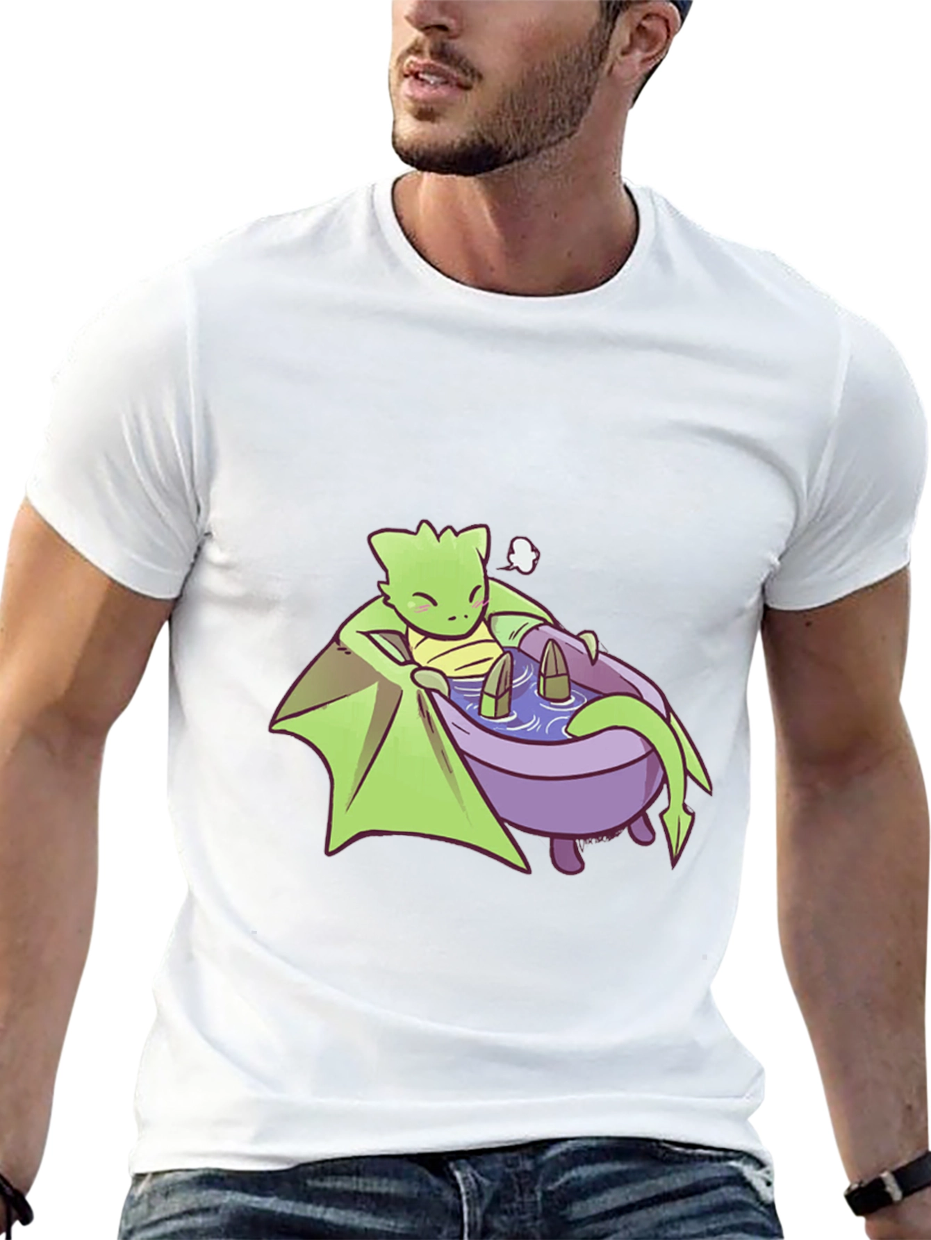 Cute Dragon Relaxing in Bathtub Graphic Tee