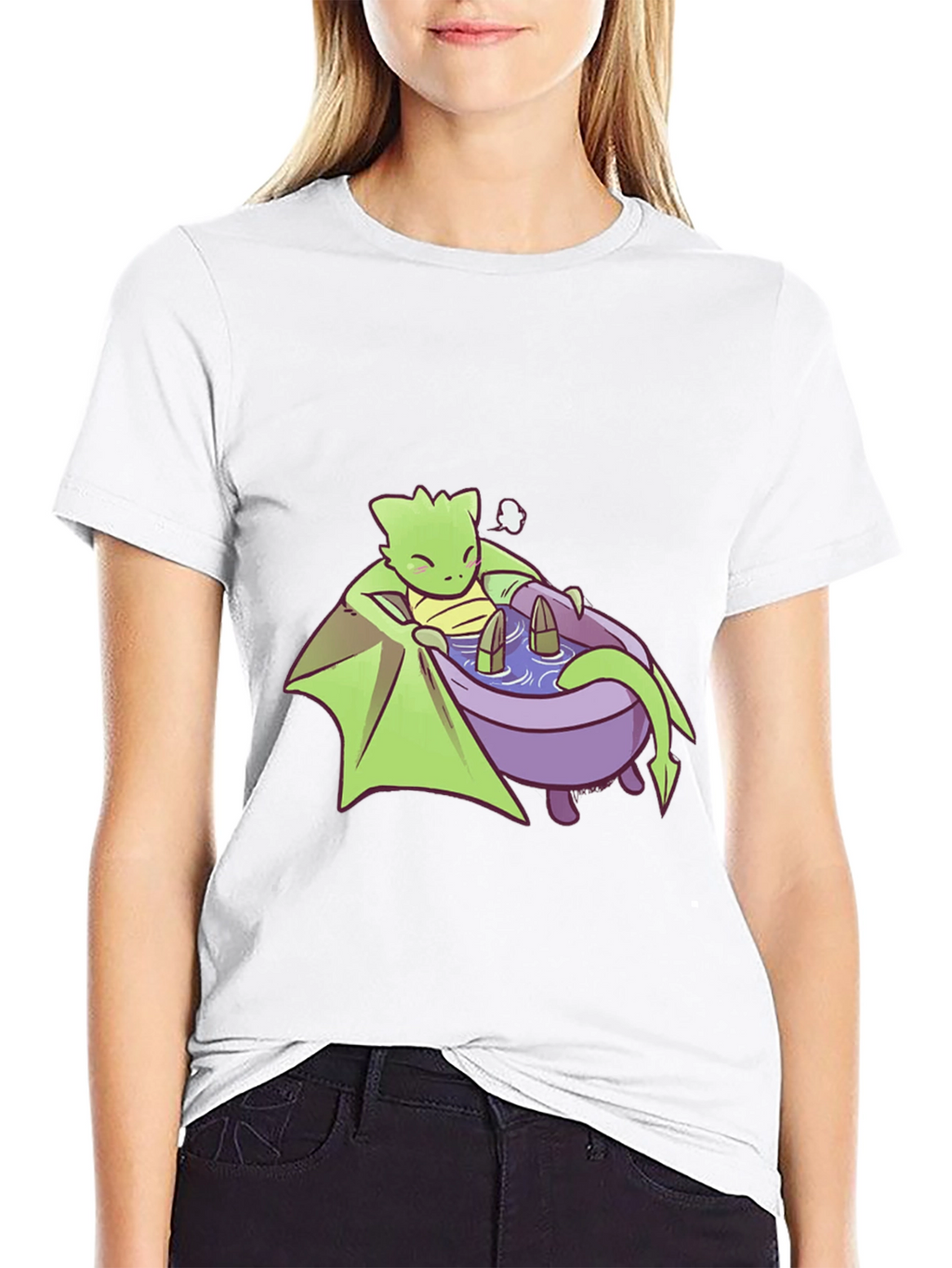 Cute Dragon Relaxing in Bathtub Graphic Tee