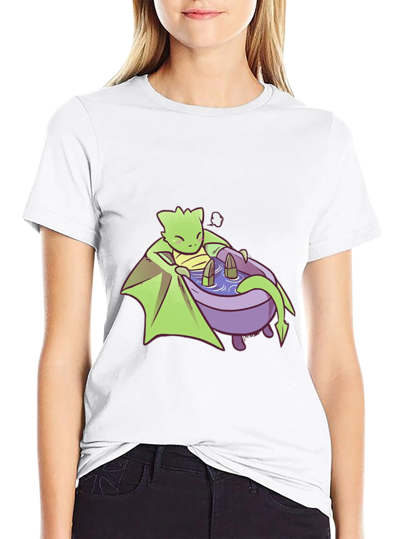 Cute Dragon Relaxing in Bathtub Graphic Tee