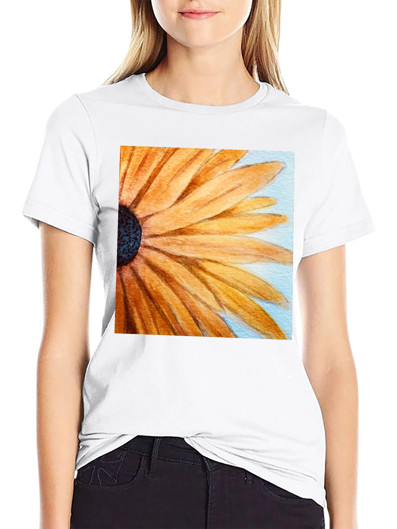 Sunflower Graphic Tee - Black Cotton Casual Top