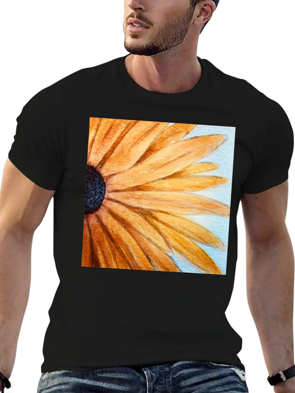 Sunflower Graphic Tee - Black Cotton Casual Top