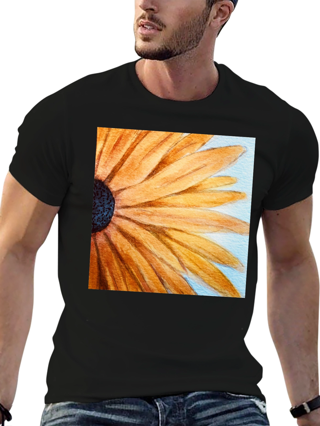Sunflower Graphic Tee - Black Cotton Casual Top