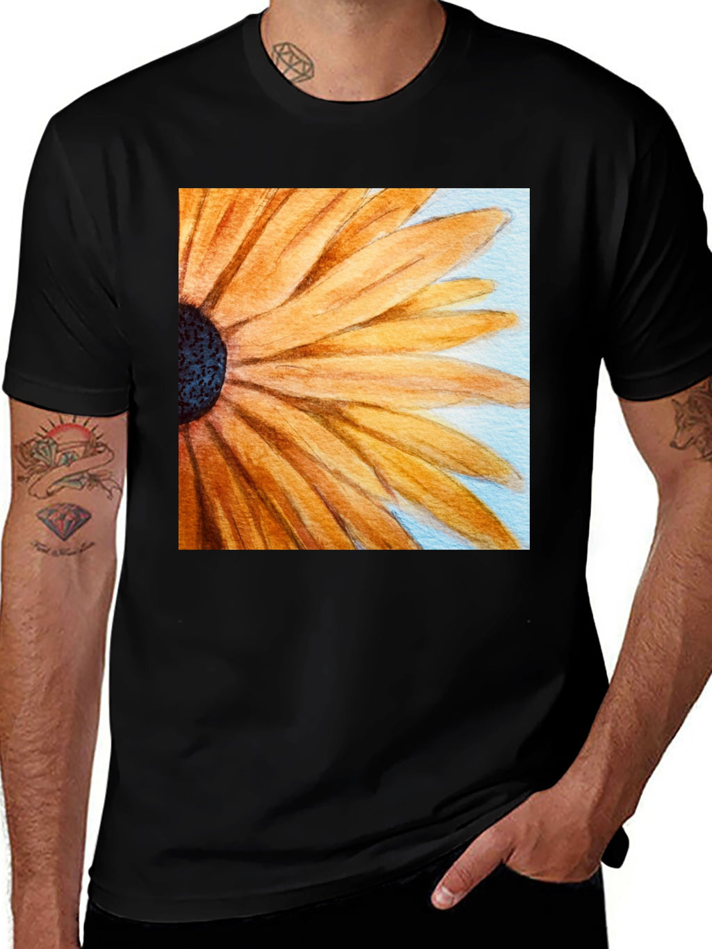 Sunflower Graphic Tee - Black Cotton Casual Top