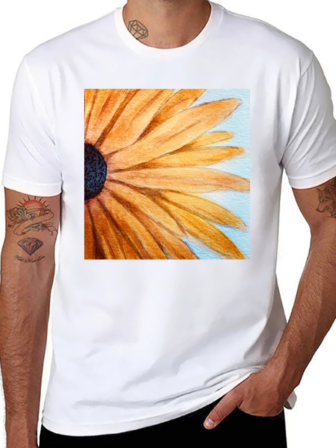 Sunflower Graphic Tee - Black Cotton Casual Top