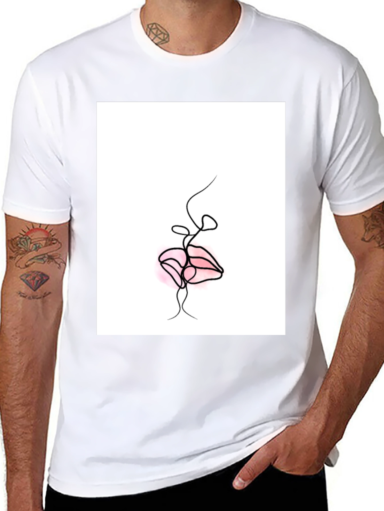 Minimalist Lips Graphic Black T-Shirt