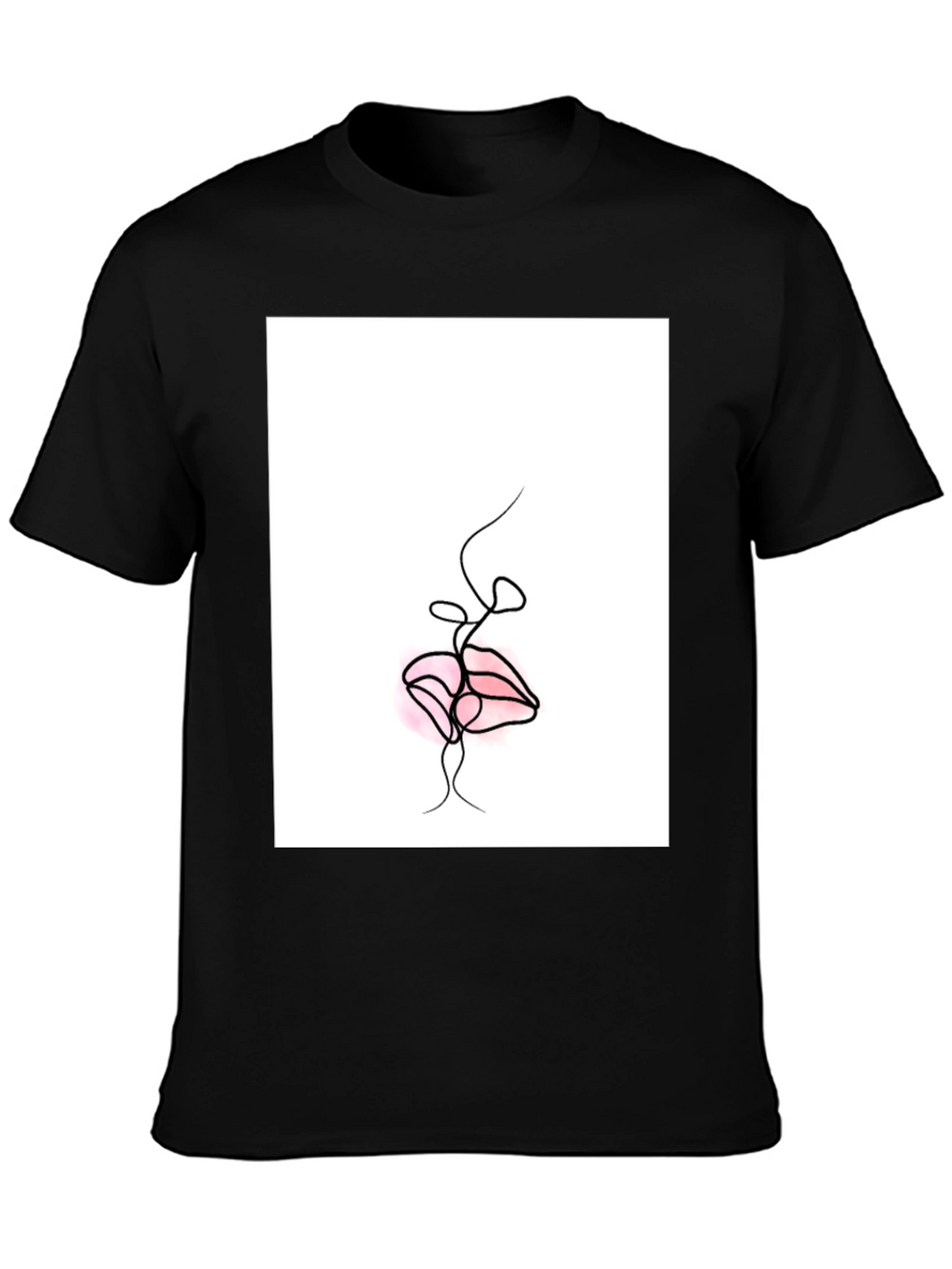 Minimalist Lips Graphic Black T-Shirt