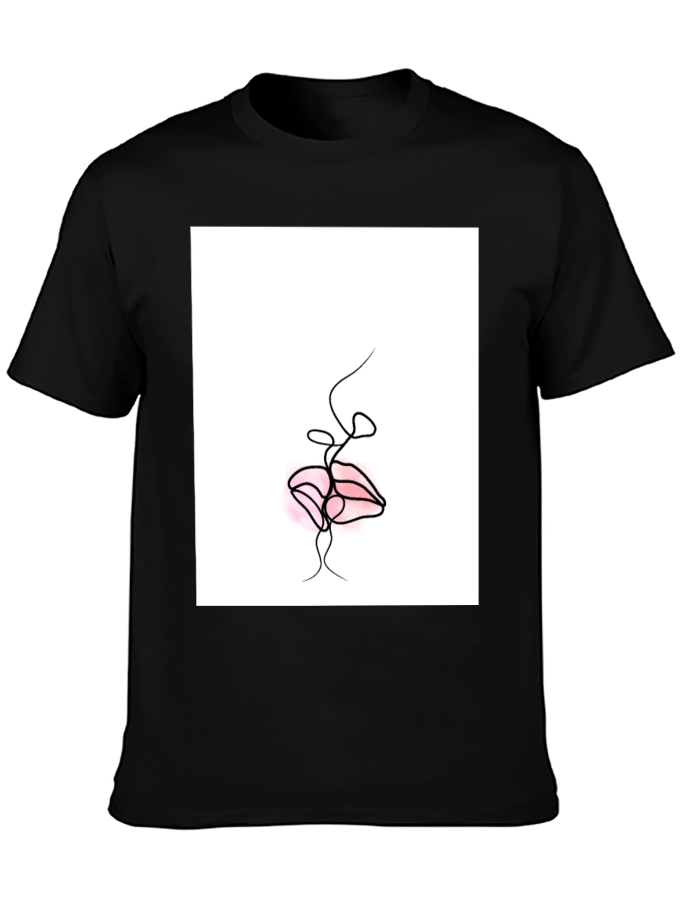 Minimalist Lips Graphic Black T-Shirt