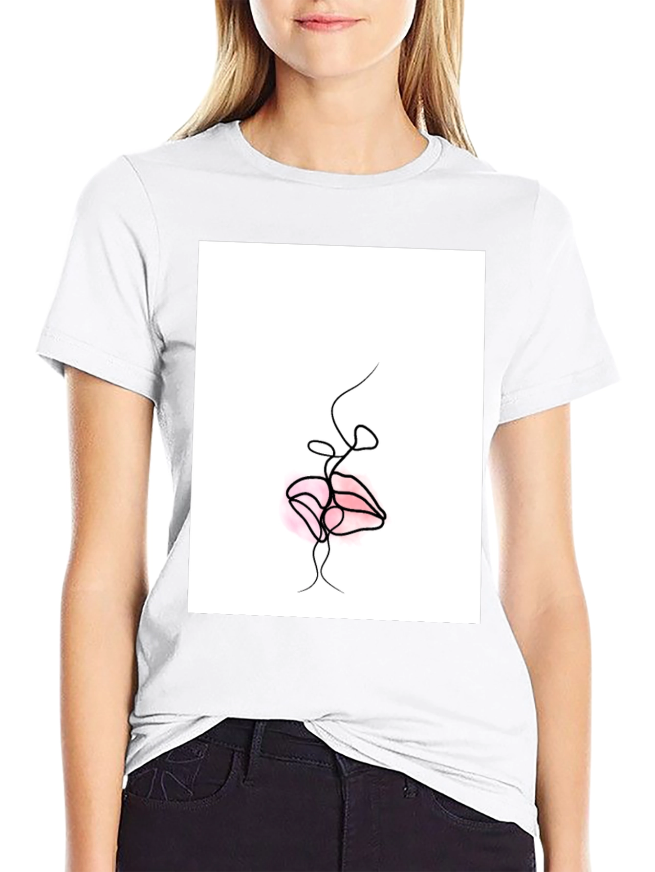 Minimalist Lips Graphic Black T-Shirt