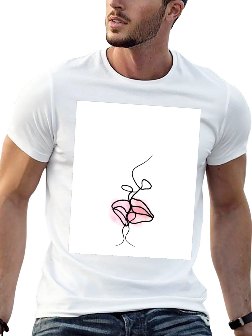 Minimalist Lips Graphic Black T-Shirt