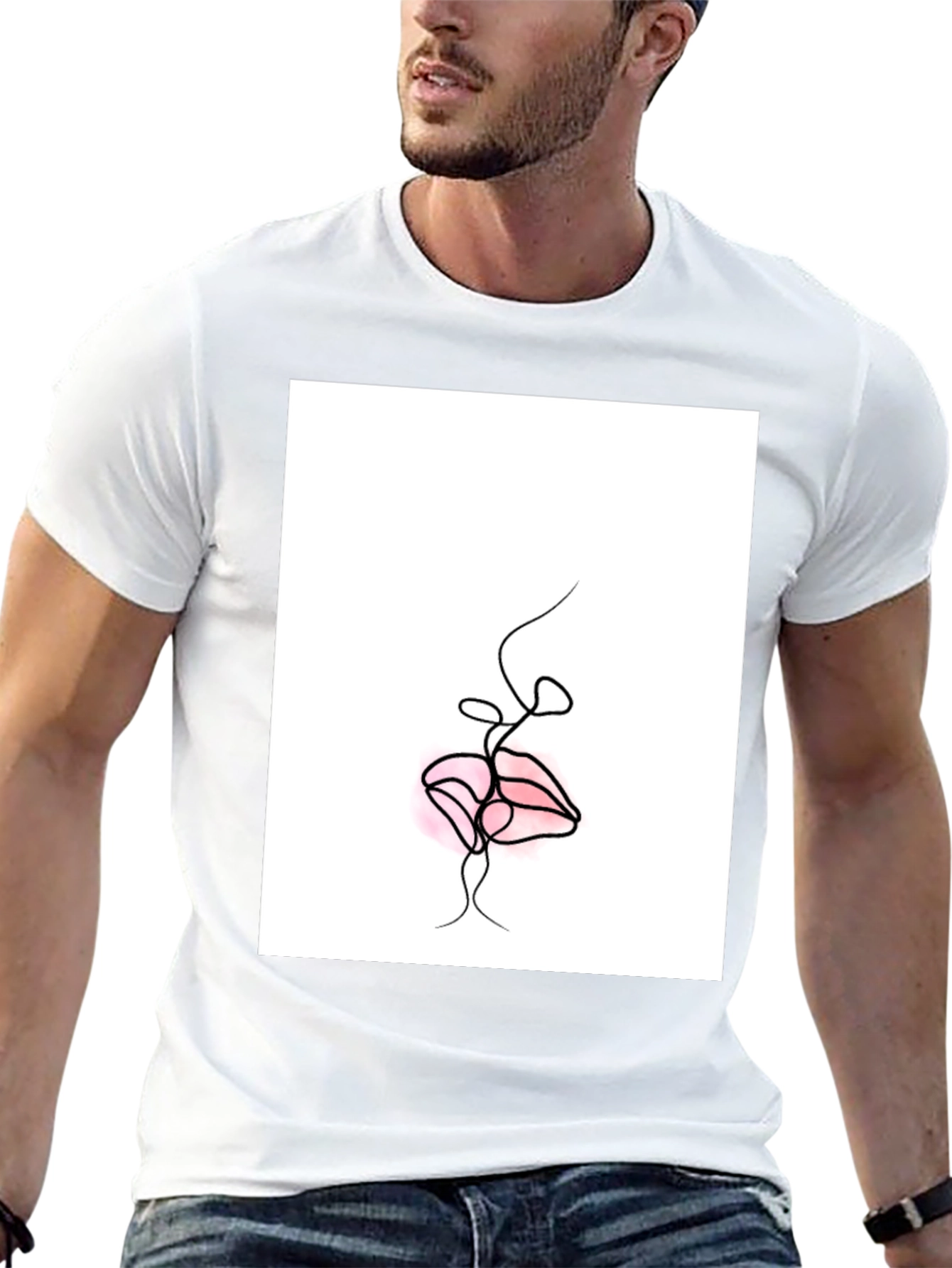 Minimalist Lips Graphic Black T-Shirt
