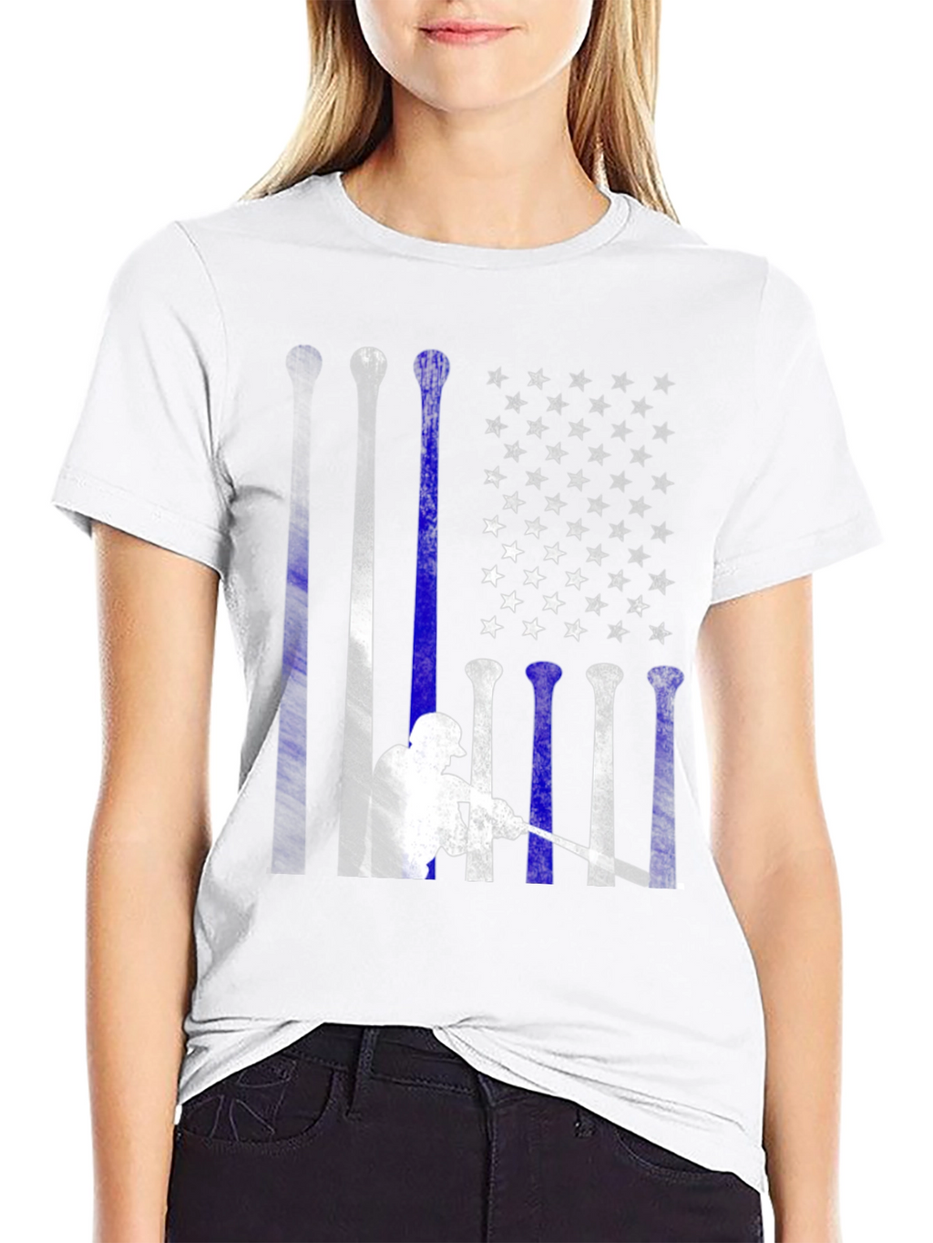 Baseball American Flag Graphic T-Shirt