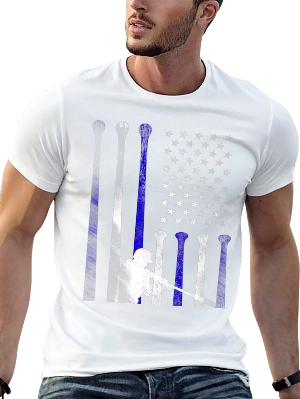 Baseball American Flag Graphic T-Shirt