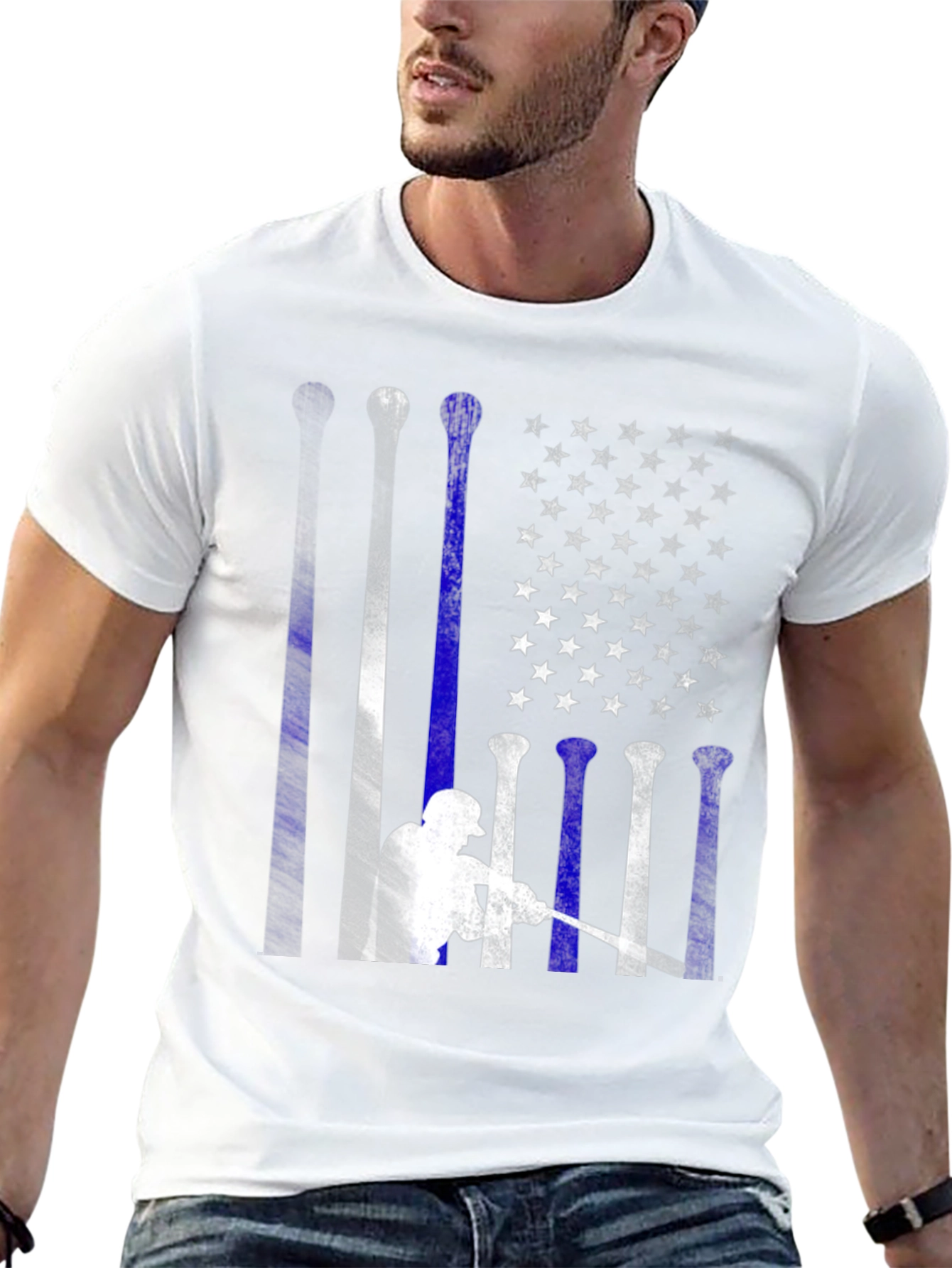 Baseball American Flag Graphic T-Shirt