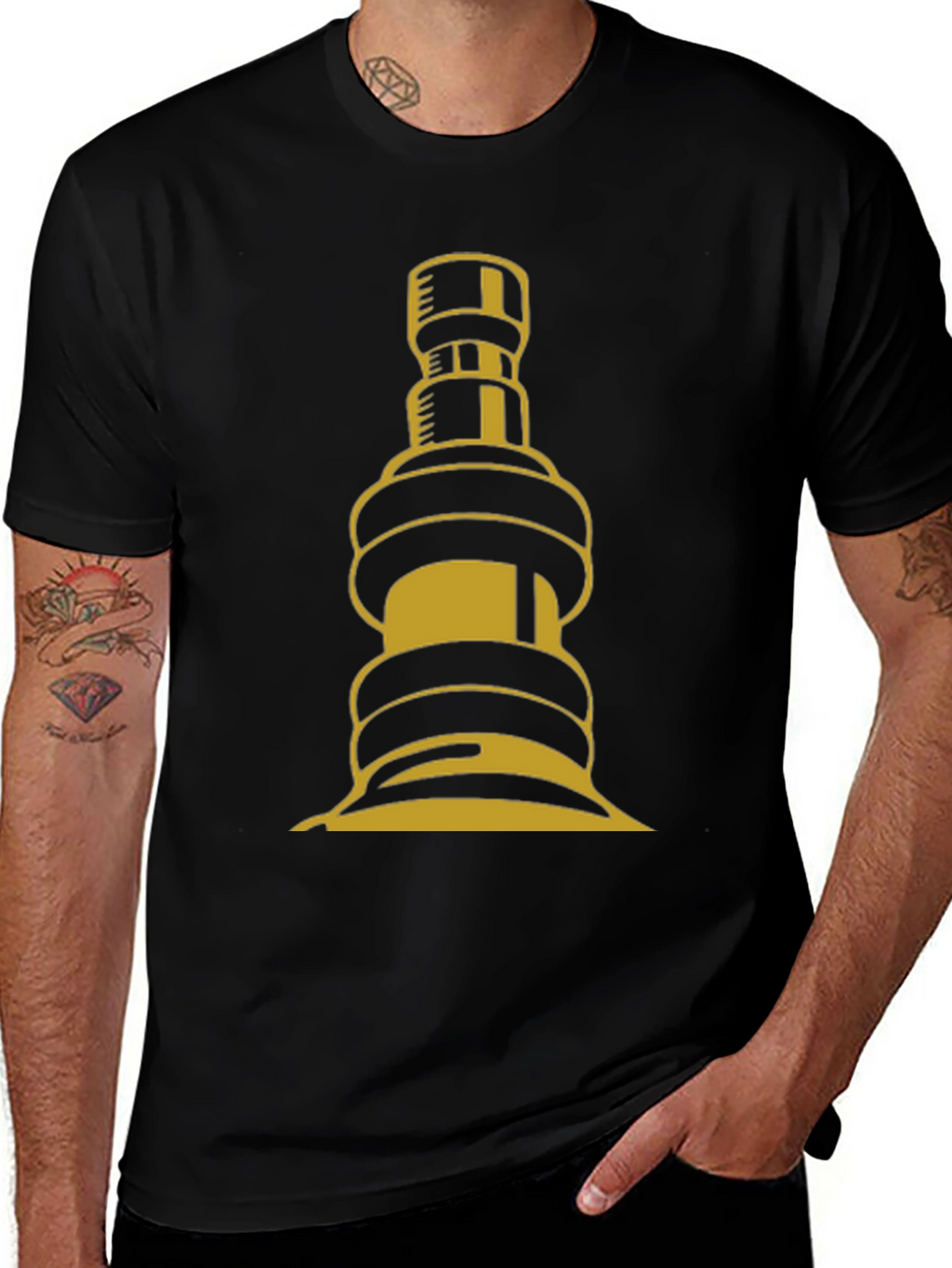 Golden Gear Graphic Black T-Shirt - Modern Casual Tee