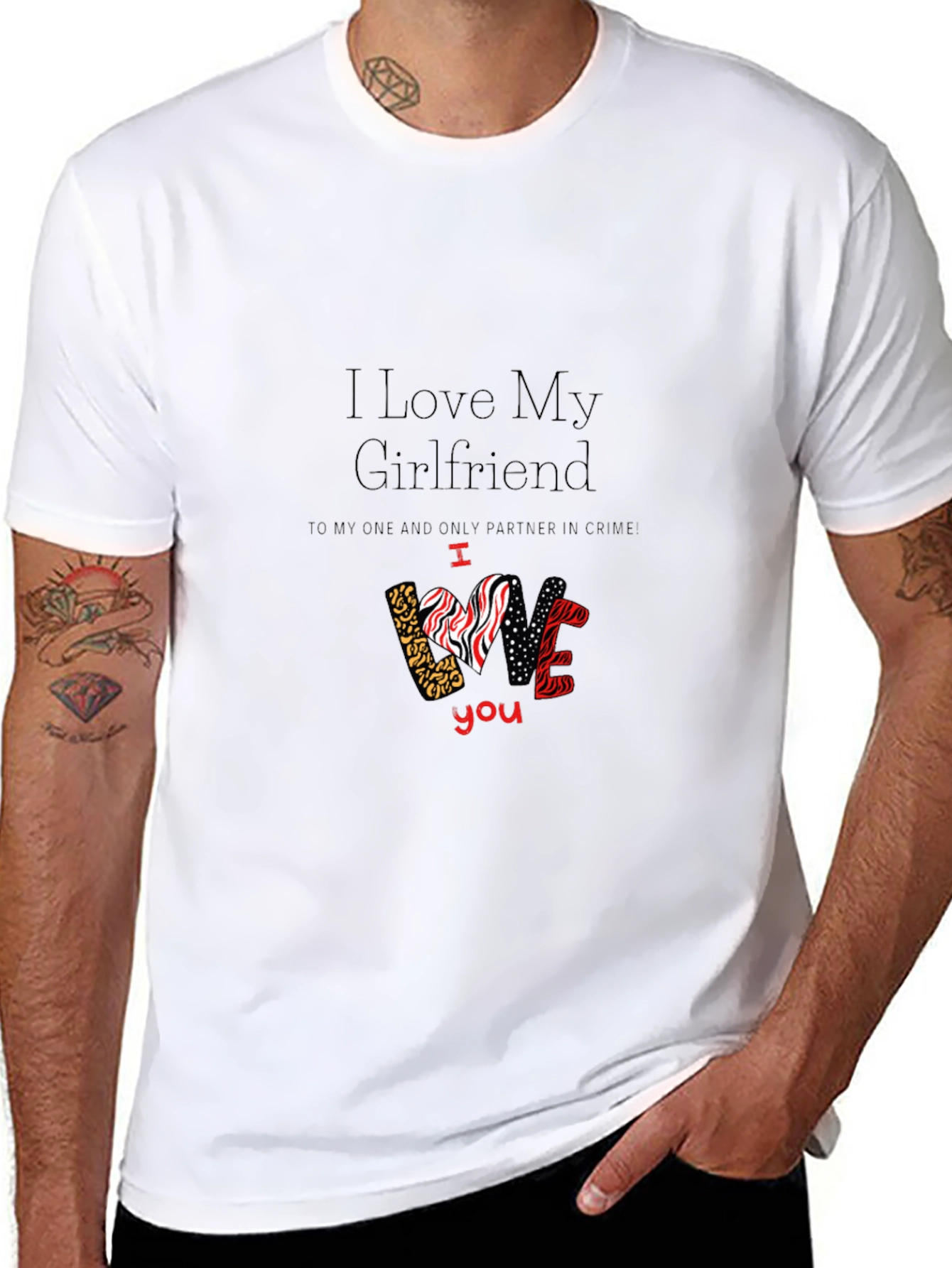 I Love My Girlfriend Graphic T-Shirt Valentines Day Gift