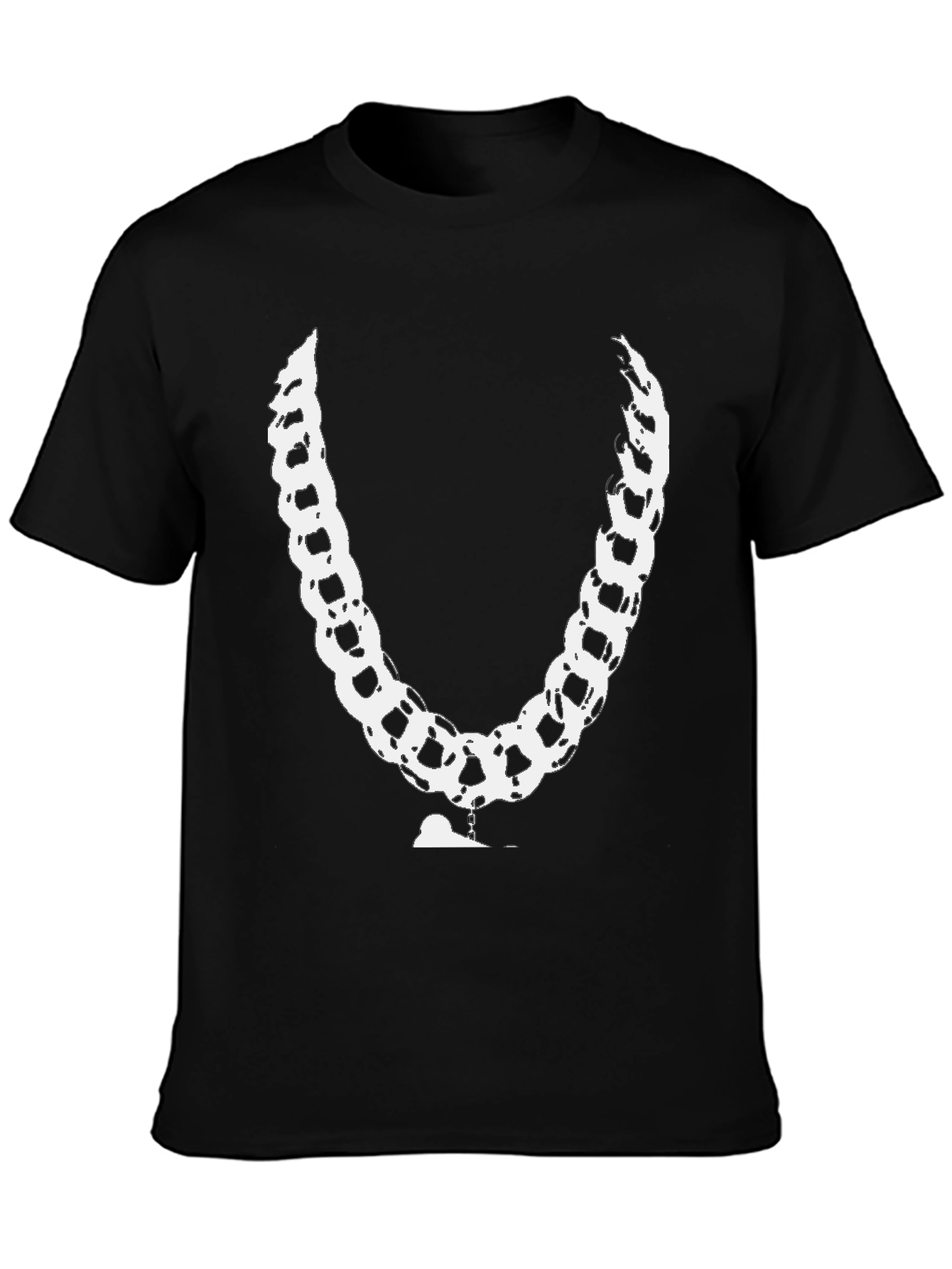 Black Chain T-Shirt - Unique White Link Design