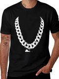 Black Chain T-Shirt - Unique White Link Design