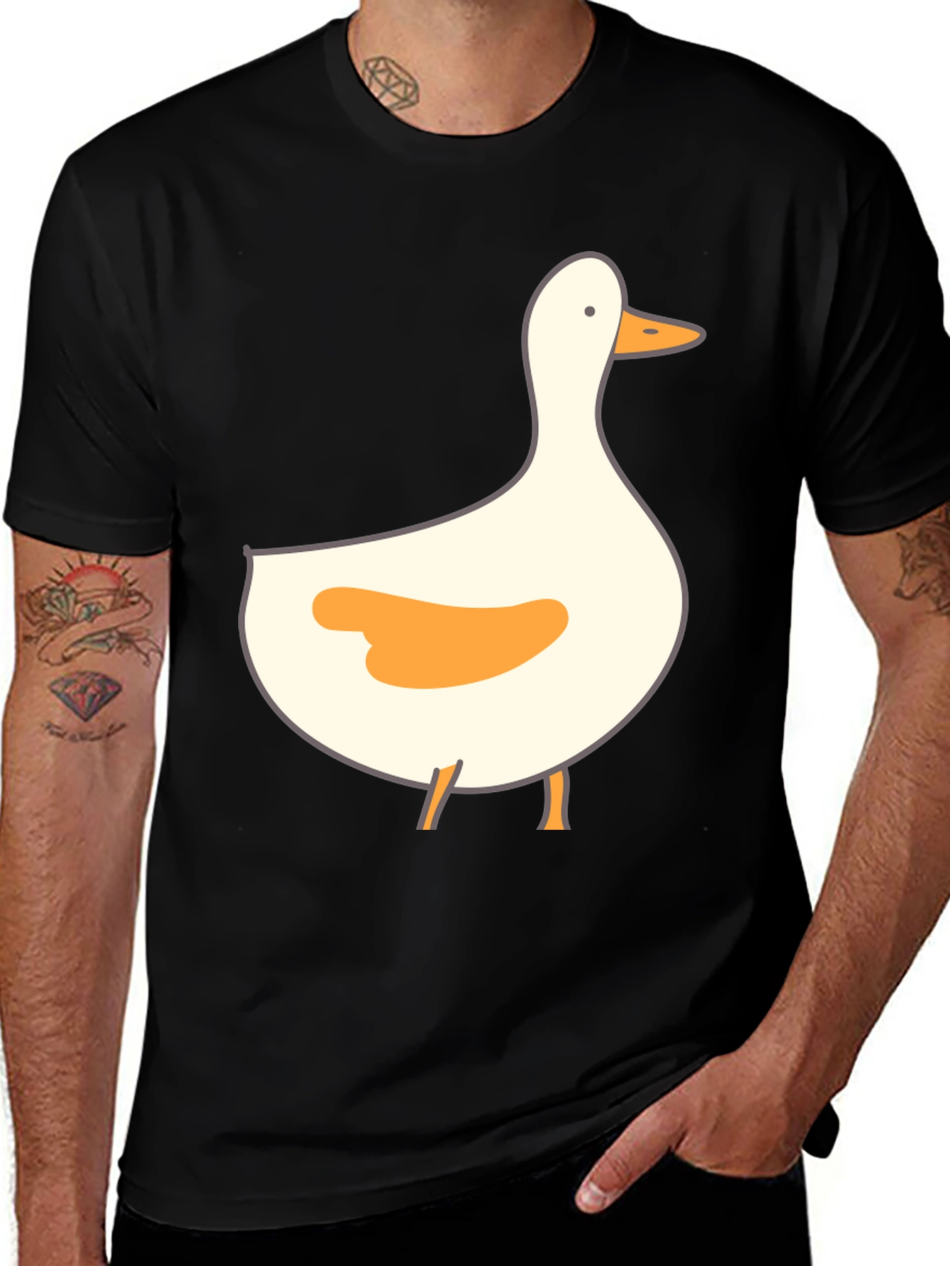 Duck Graphic Print Tee - Casual Black T-Shirt