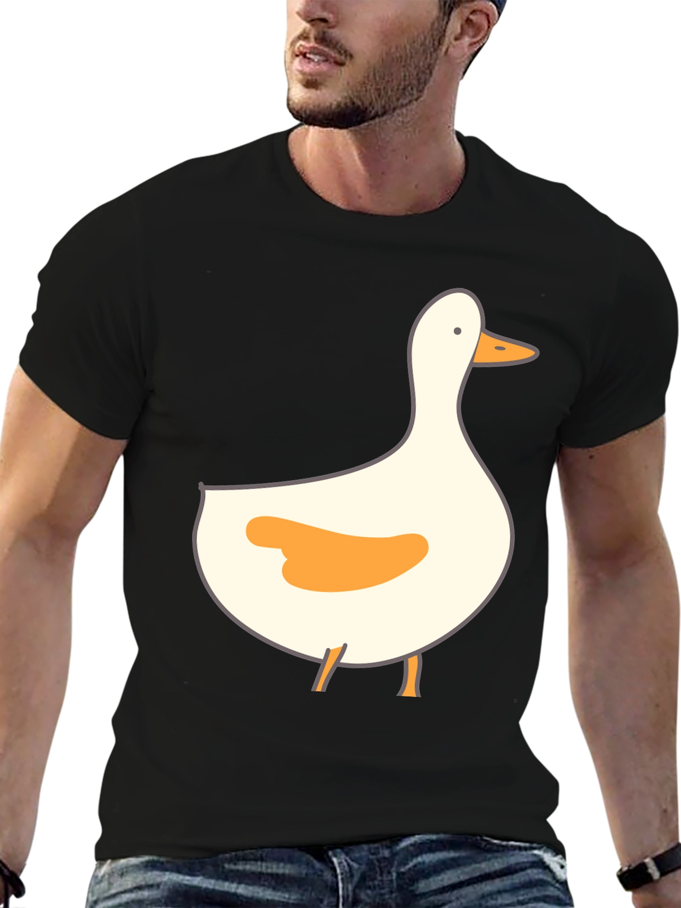 Duck Graphic Print Tee - Casual Black T-Shirt