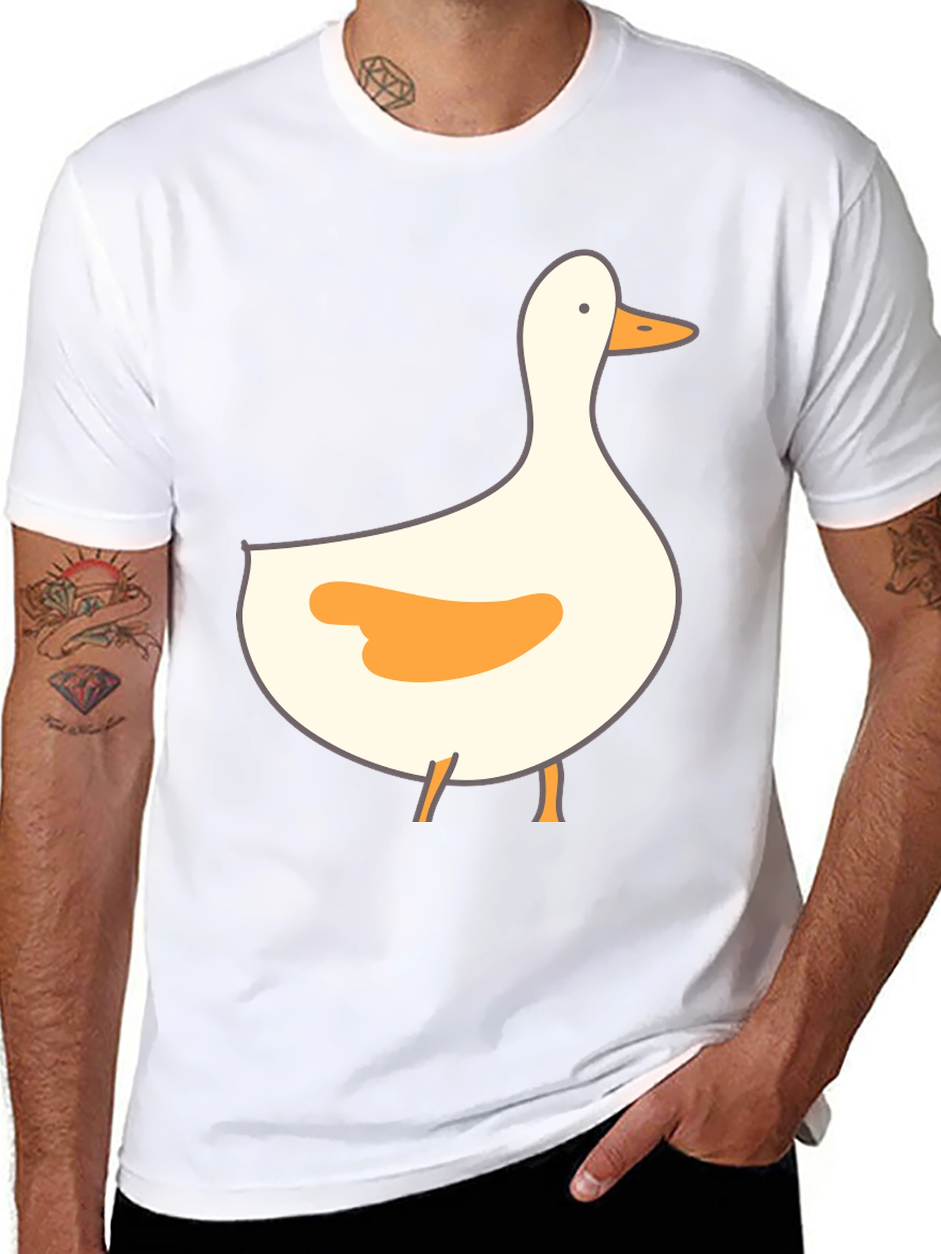 Duck Graphic Print Tee - Casual Black T-Shirt