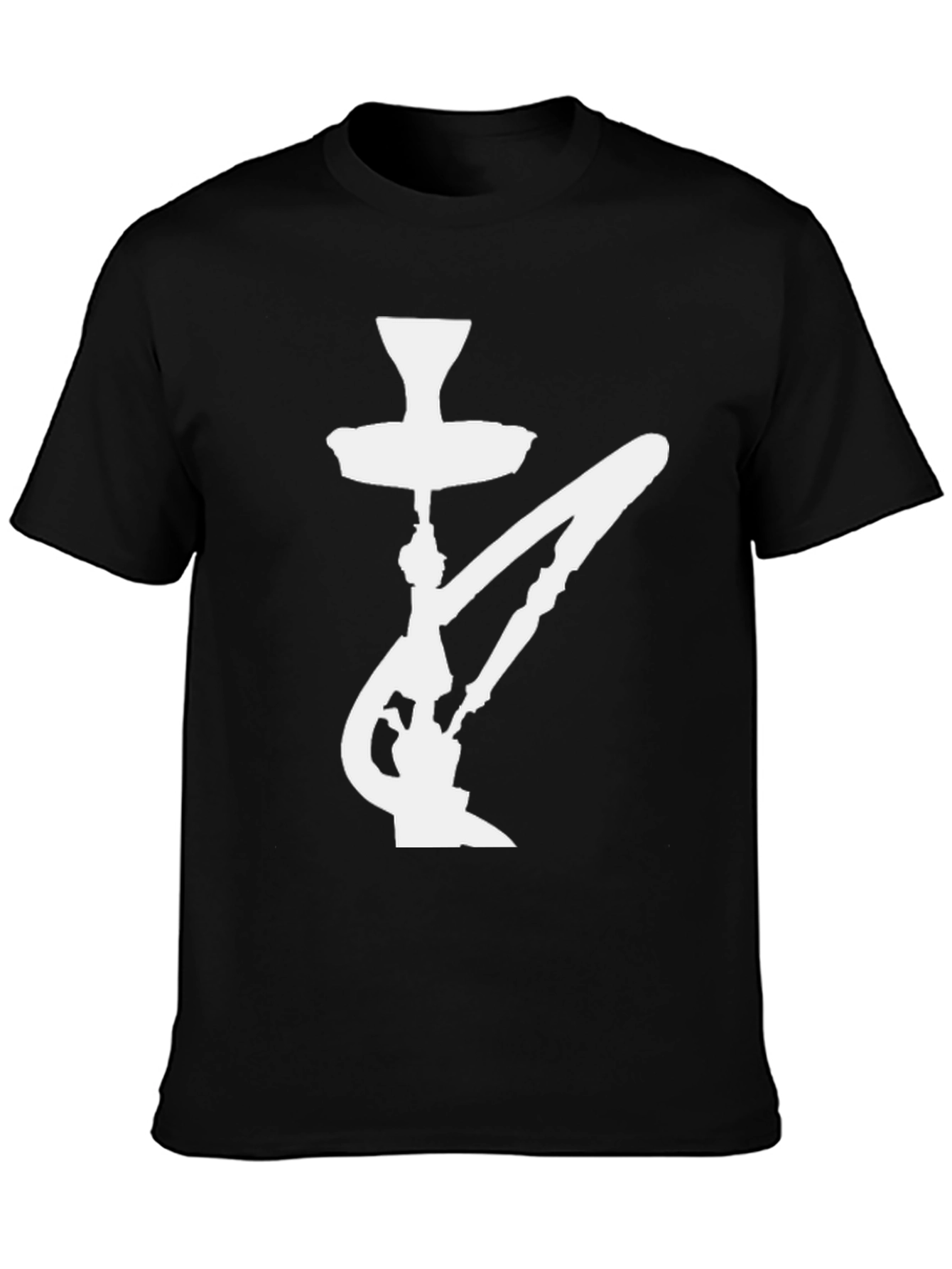 Hookah Silhouette Graphic Tee - Casual Black T-Shirt