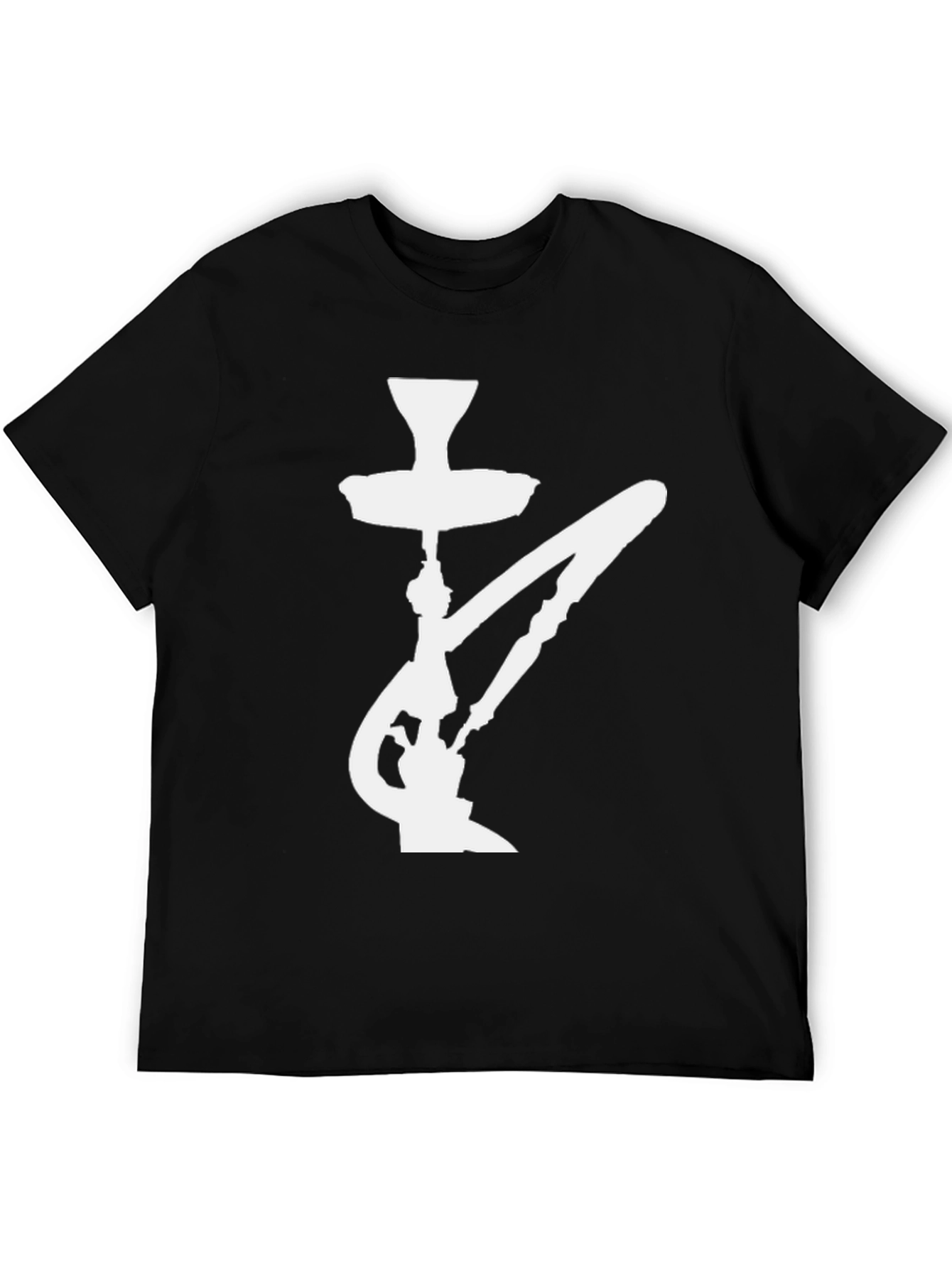 Hookah Silhouette Graphic Tee - Casual Black T-Shirt