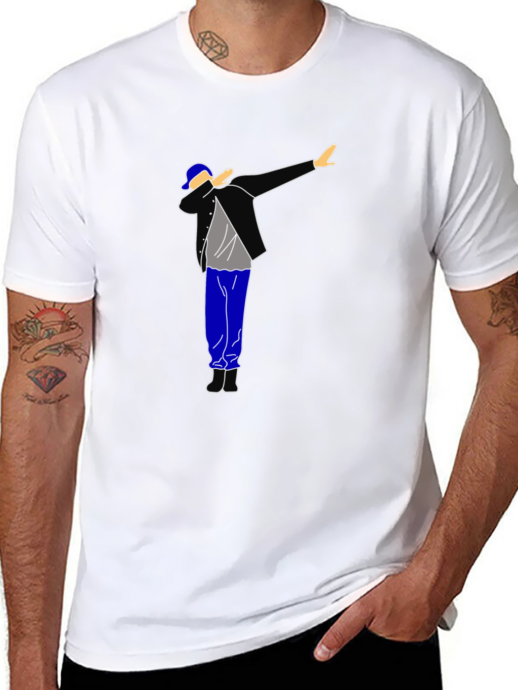 Dabbing Graphic Tee - Black Cotton T-Shirt