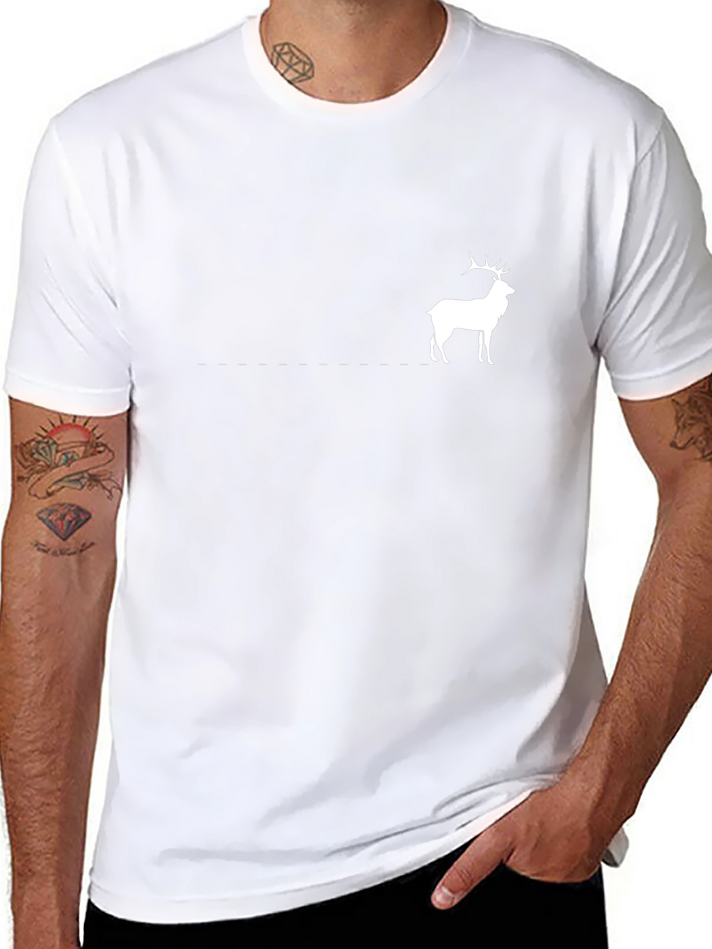 Black Tee with White Deer Graphic