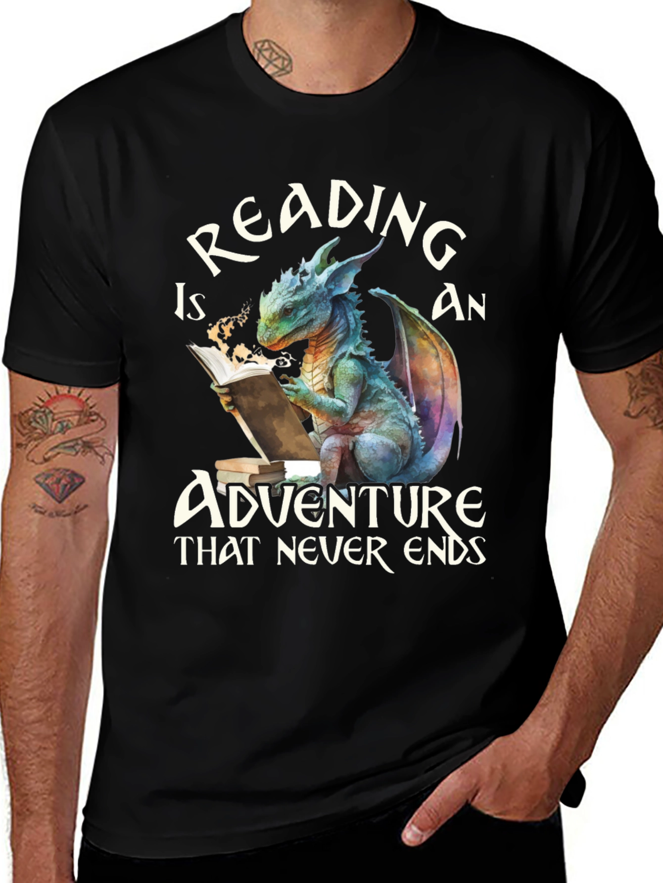 Reading Dragon Graphic Tee - Adventure Never Ends