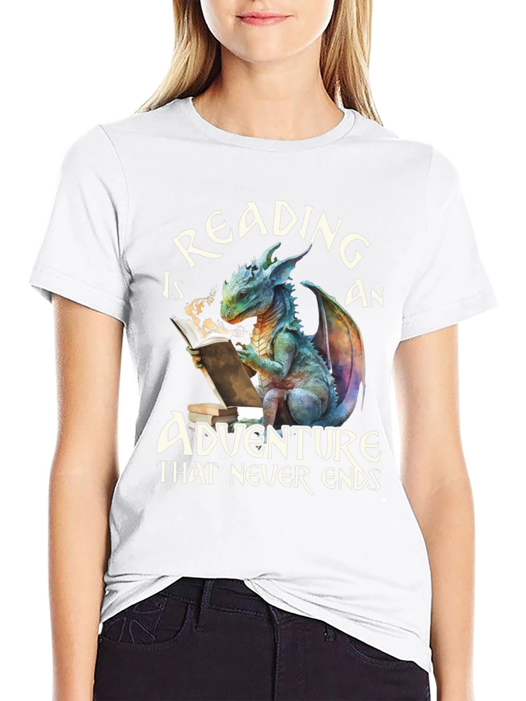Reading Dragon Graphic Tee - Adventure Never Ends