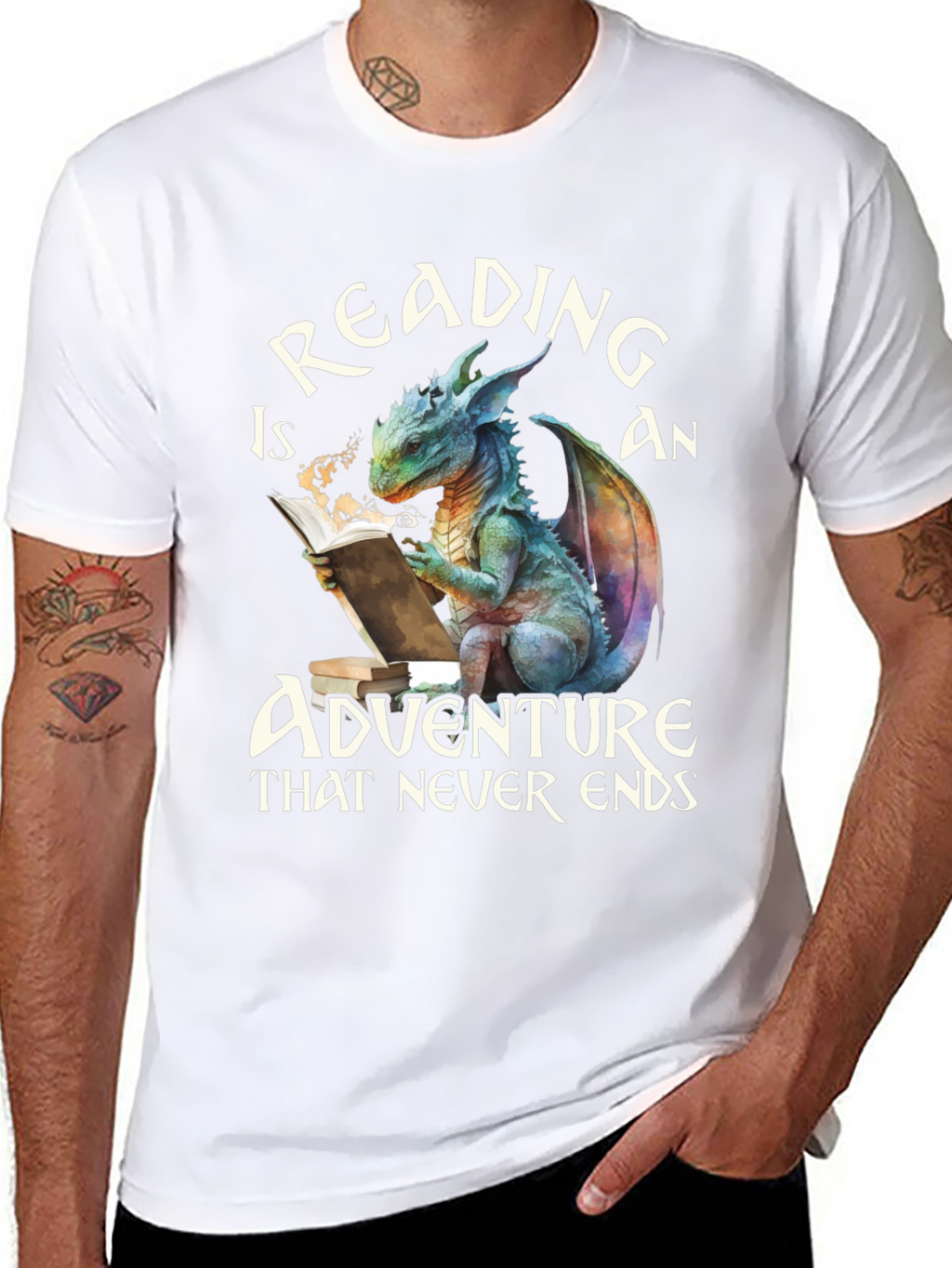 Reading Dragon Graphic Tee - Adventure Never Ends