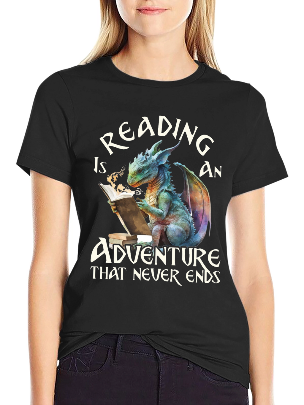 Reading Dragon Graphic Tee - Adventure Never Ends