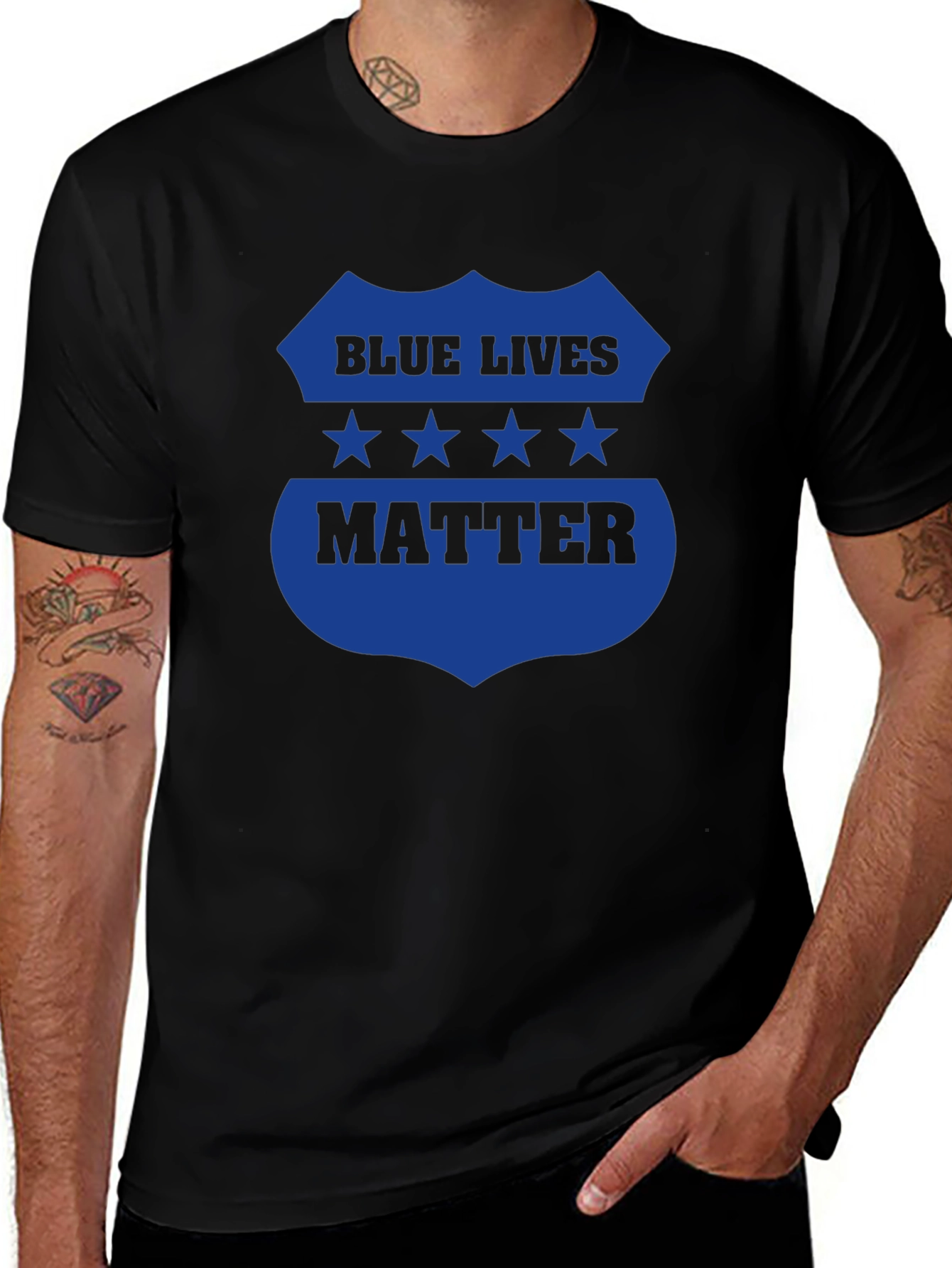 Blue Lives Matter Graphic Tee - Black