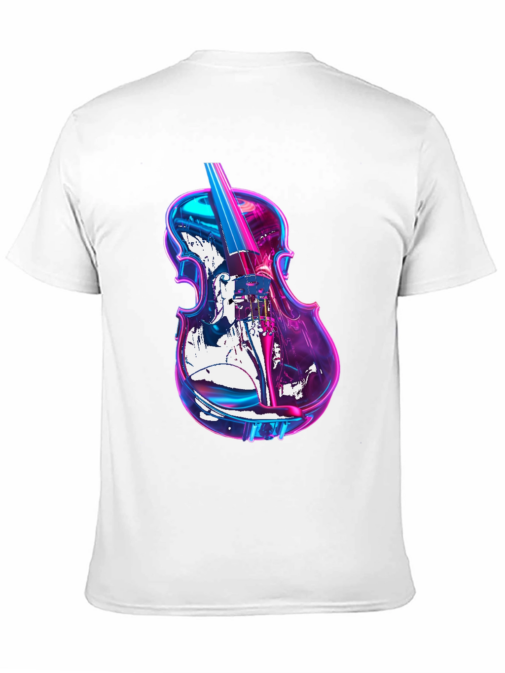 Vibrant Neon Violin Graphic Black T-Shirt