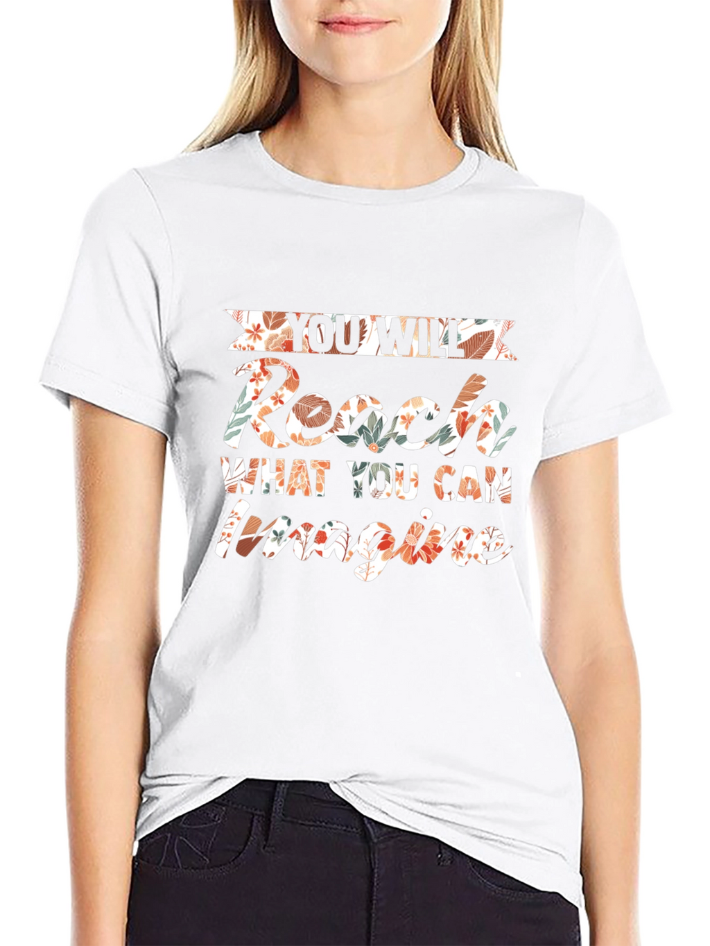 Reach Imagine Floral Graphic Tee - Motivational Style