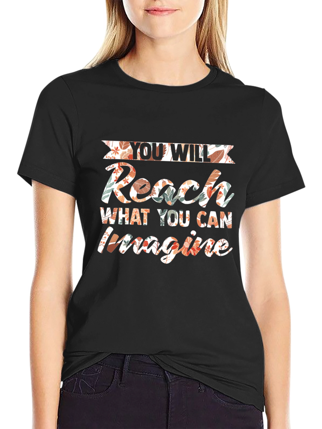 Reach Imagine Floral Graphic Tee - Motivational Style