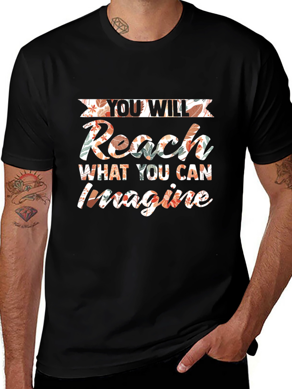 Reach Imagine Floral Graphic Tee - Motivational Style