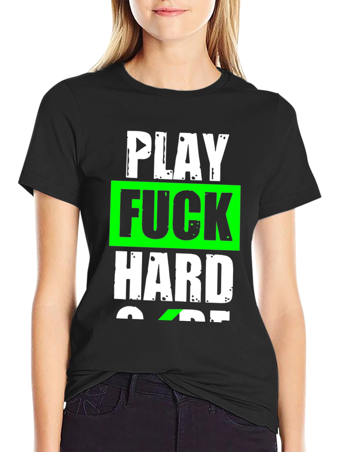 Play Hard Graphic T-Shirt - Black Cotton