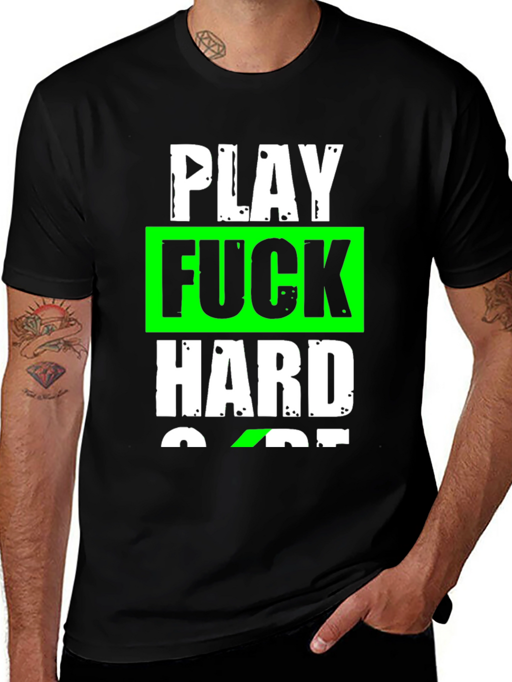 Play Hard Graphic T-Shirt - Black Cotton