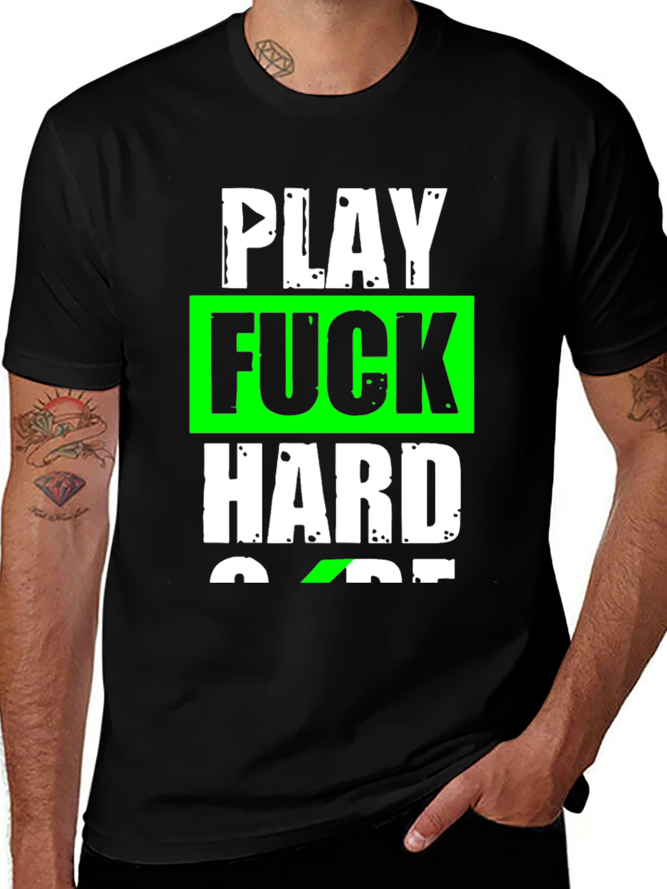 Play Hard Graphic T-Shirt - Black Cotton