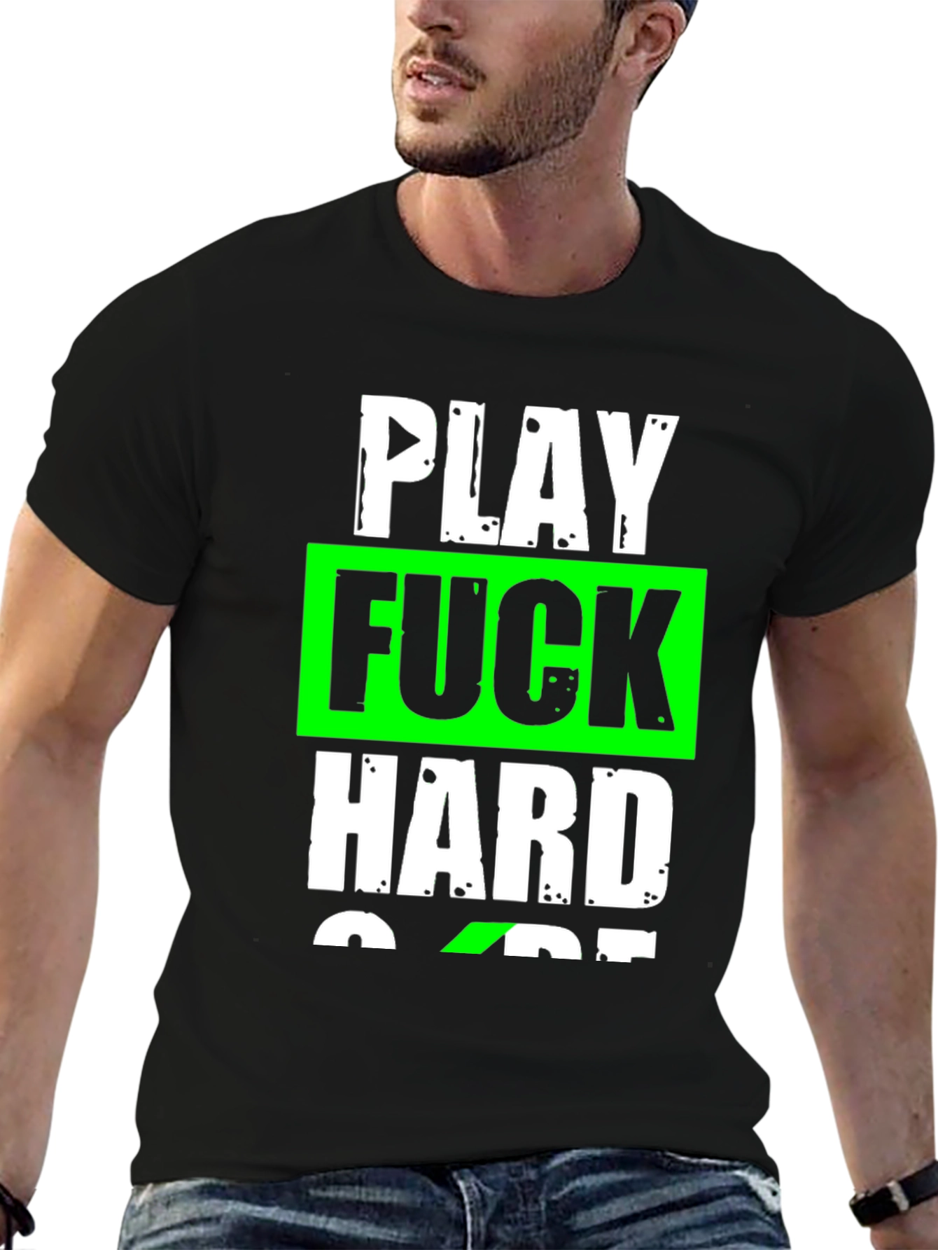Play Hard Graphic T-Shirt - Black Cotton