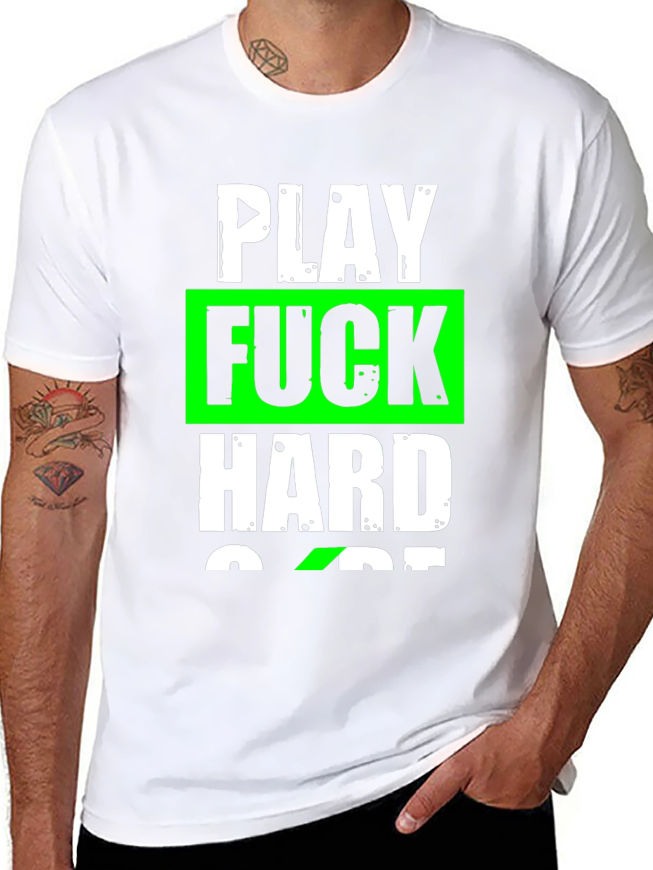 Play Hard Graphic T-Shirt - Black Cotton