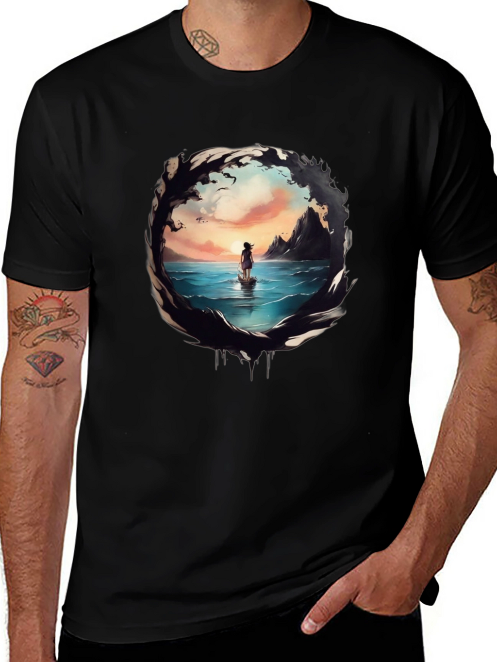 Ocean Vista Graphic Tee - Black