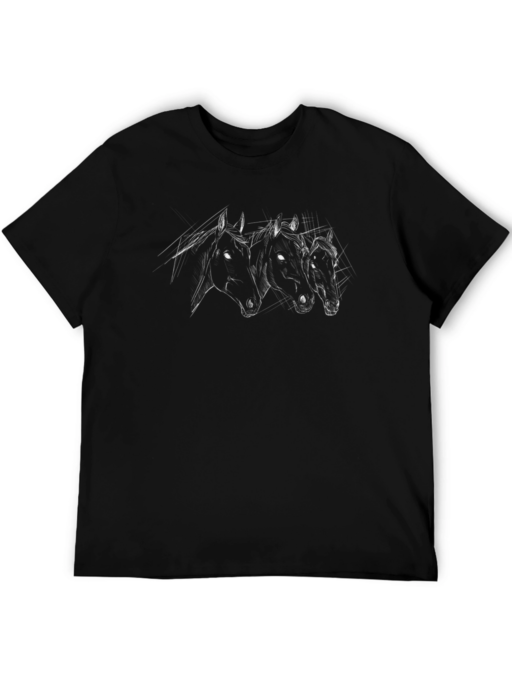 Three Horses Black T-Shirt