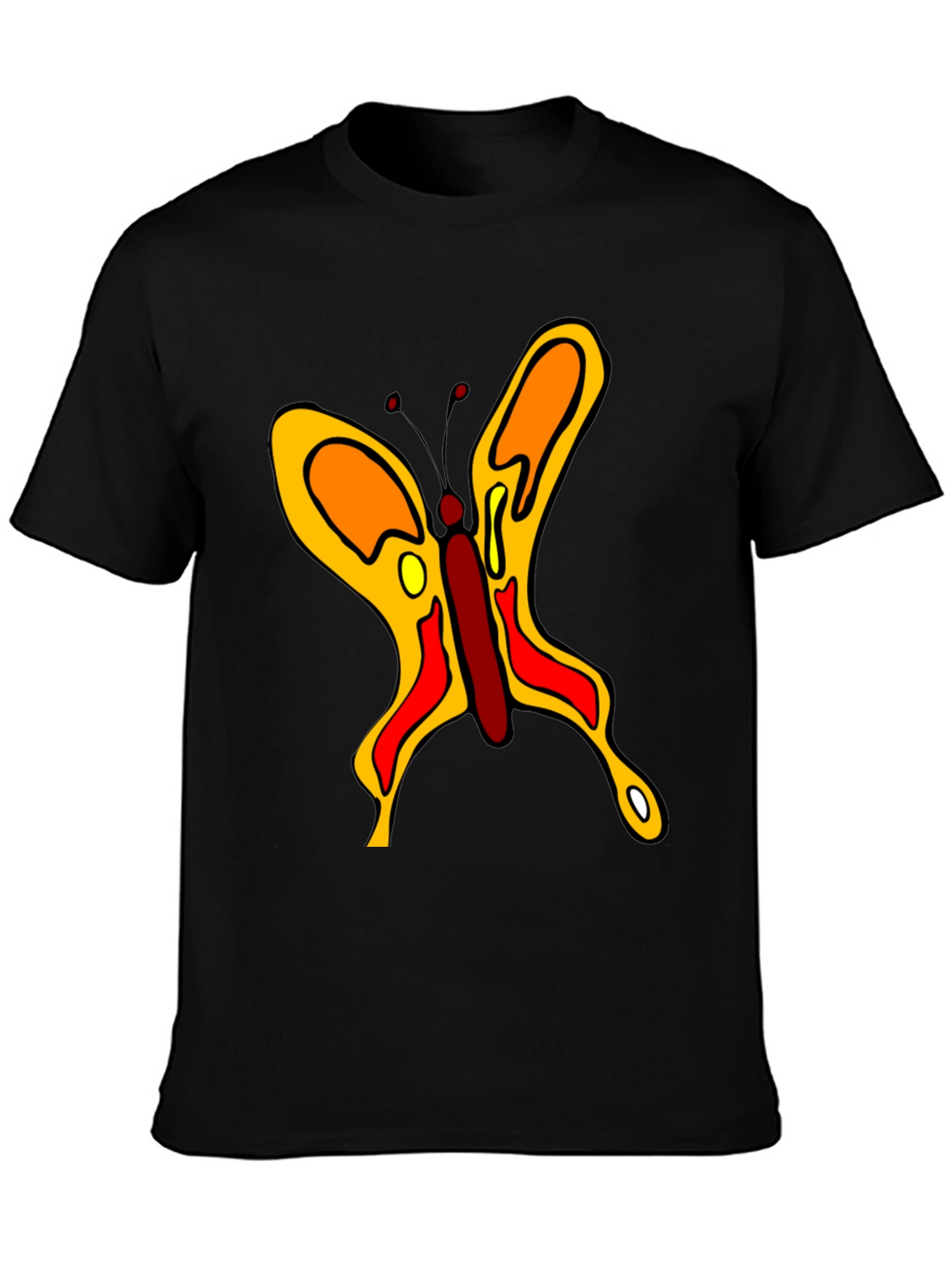 Butterfly Graphic Black Cotton Casual T-Shirt