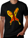 Butterfly Graphic Black Cotton Casual T-Shirt