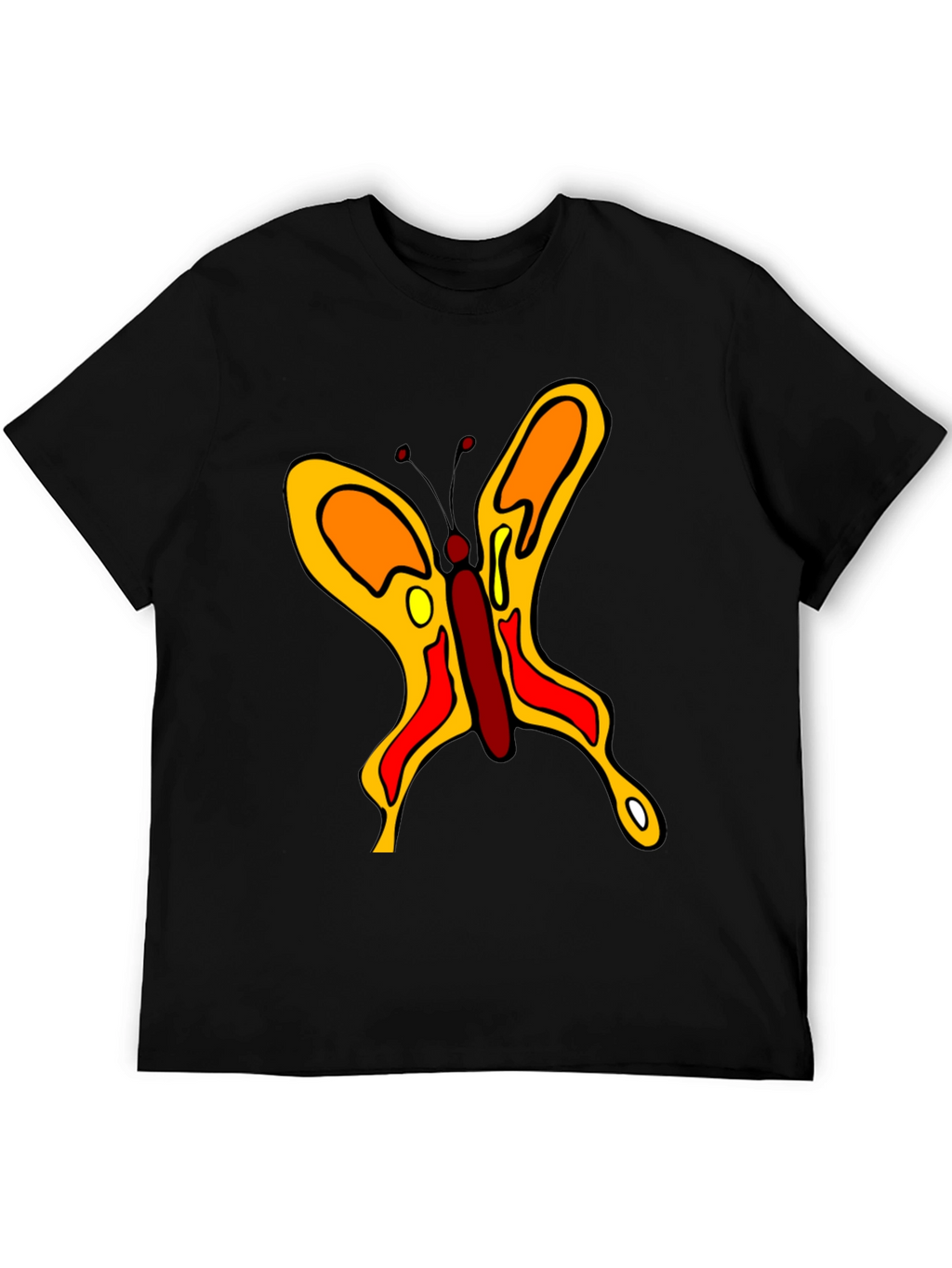 Butterfly Graphic Black Cotton Casual T-Shirt
